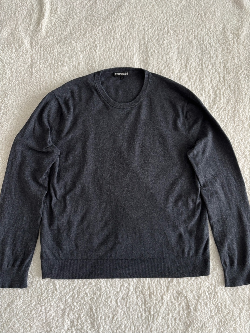 Express Men’s Cotton Cashmere Crewneck Sweater Charcoal Gray Long Sleeve XL